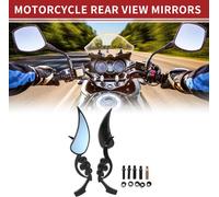 M8/M10 Rétroviseurs De Moto Embouts De Guidon Rétroviseurs Latéraux Montage Réglable En Alliage D'Aluminium Noir Forme De Gouttes D'Eau