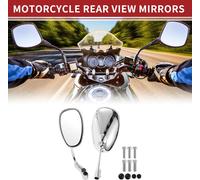 M8/M10 Rétroviseurs De Moto Embouts De Guidon Rétroviseurs Latéraux Montage Réglable En Aluminium Chromé Ton Argent Forme Ovale