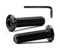 M8 x 30mm 10Pcs Tête Plate Vis D'assemblage à Six Pans Creux, Vis à Tête Plate, Acier Inoxydable A2 V2A, Boulons de Meubles, Filetage Complet, Oxyde Noir (Avec Clé Hexagonale)