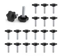 M8 x 40 MM Vis à Poignée Étoilée, 20 Pièces Bouton de Serrage M8, Vis de Serrage en Forme, prise en main confortable, adaptées aux machines, à l'industrie et aux équipements (Noir) 0XBIT