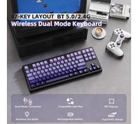 M87 TKL 87 Keys-Dual-Mode Wireless Gaming Keyboard,Bluetooth/2.4GHz,4000mAh,Multi-Color Rainbow Backlit Membrane Keyboard-Purple