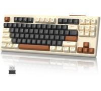 M87 TKL Wireless Gaming Keyboard Dual Mode Bluetooth / 2.4GHz PBT Keys Rechargeable Battery 4000mAh Rechargeable Battery Mixed Color Rainbow Backlit Keyboard with Mechanical Feel-Coffee
