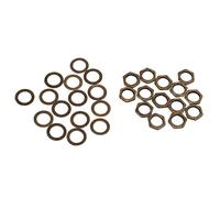 M9 Female Thread Nut Washer Kit | 28 - Piece Set for Electric Guitar Bass Jack Socket Connection | Polished Finish Fasteners/Instrument Connector/Replacement Parts (Bronze)