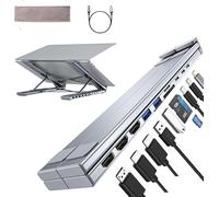 M94 Support Ordinateur Portable avec Port USB, 10 en 1 Double HDMI et DisplayPort Docking Station d'accueil USB C Hub pour 3 Moniteurs 4K@60Hz Laptop Stand USBC Dock Support PC Portable (2 HDMI+DP)