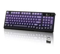 M96 Clavier de Jeu sans Fil Double Mode avec 2,4 G et BT5.0, Clavier Semi-mécanique Membrane à 94 Touches avec Display & Knob, Rainbow Backlit, Dégradée PBT Keycap, 3000mAh pour Mac/Win-Violet