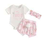 M9ppzzur7 My First Easter Outfit Ensemble barboteuse et short queue de lapin + bandeau pour bébé fille, rose, 12-18 mois