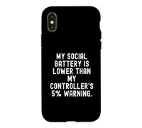 ma Batterie Sociale est inférieure à Mes manettes Sarcastique Coque pour iPhone X/XS