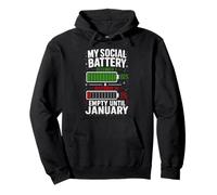 Ma Batterie Sociale est Vide Jusqu'au Funny Christmas de Janvier Sweat à Capuche