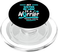 Ma Belle-sœur est Une guerrière de la Sensibilisation au Cancer du col de l'utérus PopSockets PopGrip pour MagSafe