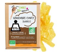 [MA] bio-épicerie - Gingembre confit BIO en barres 870 g - Sachet vrac - Confiserie naturelle à base de gingembre - Idéal pour dégustation et partage