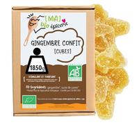 [MA] bio-épicerie - Gingembre confit BIO en cubes 1850 g - Sachet vrac - Gingembre confit sans conservateur - Format familial idéal pour cuisine, pâtisserie et préparations maison