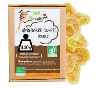 [MA] bio-épicerie - Gingembre confit BIO en cubes 440 g - Sachet vrac - Gingembre confit sans conservateur - Format pratique pour cuisine, pâtisserie et dégustation