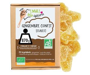 [MA] bio-épicerie - Gingembre confit BIO en cubes 870g - Sachet vrac - Gingembre confit sans conservateur - Format polyvalent pour cuisine, pâtisserie et recettes maison