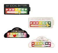Ma Broche de Batterie Sociale Broches et Pin's Fantaisie Prix Mini My Social Battery Pin épingles D'humeur Interactives Broches Amusantes pour L'Humeur Sociale Pendant 7 Jours 4 Pièces