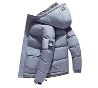 Ma commande Veste décontractée élégante pour hommes grande taille, manteau d'hiver chaud en coton à capuche vestes cirées anglaises hommes, gris, XL
