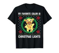 Ma Couleur préférée est Les lumières de Noël Cow Funny Country Farm T-Shirt