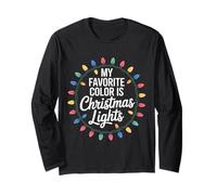 Ma couleur préférée est Noël Lights Christmas Lights Manche Longue