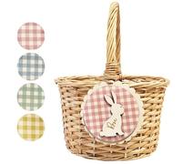 Ma Fabrique Perso - Panier en osier motifs vichy lapin - Personnalisable