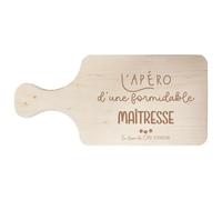 Ma Fabrique Perso - Planche Apéro en Bois - L'Apéro d'une Formidable Maîtresse/Maître/ATSEM/Nounou - Cadeau Personnalisé Fin d'Année Scolaire - 14 x 31 x 1 cm