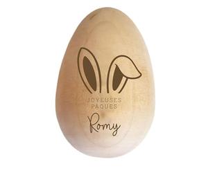 Ma Fabrique Perso - Œuf en Bois Oreilles de Lapin pâques - Personnalisable