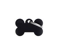 Ma Famille d'identité personnalisée pour la Fabrication en Italie, Petit os, Plaque d'identification de Chien gravée Gratuite, métal émaillé à la Main, Collection de Base, 30x19 mm Noir