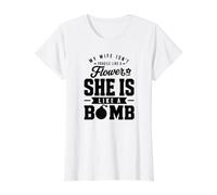 ma Femme n'est Pas Fragile comme Une Fleur, Elle est comme Une Bombe, C'est drôle T-Shirt Graphique avec Valeur, Femme, Blanc, XL