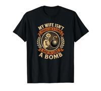 ma Femme n'est Pas Fragile comme Une Fleur, Elle est comme Une Bombe, C'est drôle T-Shirt Graphique avec Valeur, Homme, Noir, XL