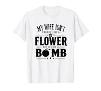 ma Femme n'est Pas Fragile comme Une Fleur, Elle est comme Une Bombe, C'est drôle T-Shirt Graphique avec Valeur, Homme, Blanc, XL
