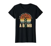 ma Femme n'est Pas Fragile comme Une Fleur, Elle est comme Une Bombe, C'est drôle T-Shirt Graphique avec Valeur, Femme, Noir, XS