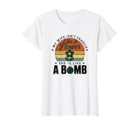 ma Femme n'est Pas Fragile comme Une Fleur, Elle est comme Une Bombe, C'est drôle T-Shirt Graphique avec Valeur, Femme, Blanc, M