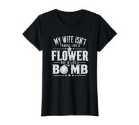 ma Femme n'est Pas Fragile comme Une Fleur, Elle est comme Une Bombe, C'est drôle T-Shirt Graphique avec Valeur, Femme, Noir, XS