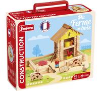 Jeujura - Ma Ferme en Bois - 95 pièces - Jeu de Construction dans sa Valise en Carton - A partir de 5 Ans - Agilité - Créativité - Manipulation - Catalogue fourni - 8040