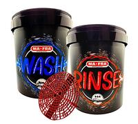 Mafra Kit de lavage de voiture, seau avec capacité de 21 L, avec seau de lavage et de rinçage, grain sûr pour un lavage sans rayures, plastique, rond, 2,68 kg