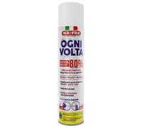 Ma-Fra, Ogni Volta, Spray assainissant à sec instantané, 80% d'alcool, idéal pour toutes les surfaces lavables, non lavables et les surfaces des pièces, nettoie, purifie, désodorise, non gras, 300ml