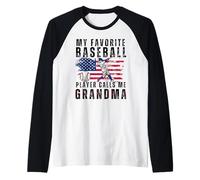 Ma joueuse de baseball préférée m'appelle Grandma Baseball Heart Manche Raglan