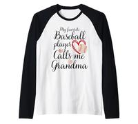 Ma joueuse de baseball préférée m'appelle Grandma Baseball Heart Manche Raglan