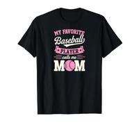 Ma joueuse de Baseball préférée m'appelle Maman Baseball Heart T-Shirt Graphique avec Valeur, Homme, Noir, L