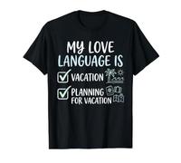 Ma Langue d'amour est la Planification de Vacances et l'amateur de Voyages T-Shirt Graphique avec Valeur, Homme, Noir, XL