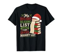 Ma liste de Lecture pour Les fêtes : Santa's Naughty Christmas Bookworm T-Shirt Graphique avec Valeur