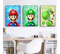 Ma Little Canv Affiche Mario - Décoration murale pour chambre d'enfant fille ou garcon - Motif Mario Luigi | Sans Cadres 30x40cm (Yoshi)