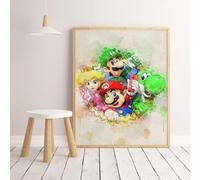 Ma Little Canv Affiche Mario - Décoration murale pour chambre d'enfant fille ou garcon - Motif Mario Luigi | Sans Cadres 30x40cm (La Famille Mario)