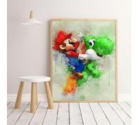 Ma Little Canv Affiche Mario - Décoration murale pour chambre d'enfant fille ou garcon - Motif Mario Luigi | Sans Cadres 30x40cm (Mario)