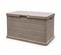 MA MAISON Coffre multifonction 170 l - extérieur, intérieur, ouverture supérieure, effet bois, résine Taupe, récipient, organisateur, stockage - Made in Italy (Taupe 170 l)