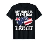 Ma Maison États-Unis Mon cœur Australie Australian American Pride T-Shirt