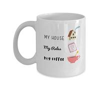 Ma Maison, Mes Règles, Mon Café Mug Céramique Mug À Café Jolis Tasse Pour Cappuccino Chocolat Chaud Cuisine 330Ml