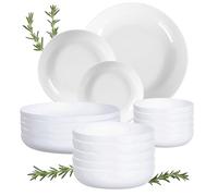 Ma Maison Service d'assiettes pour 6 personnes, lot de 18 pièces modernes brillantes de table - en céramique, 6 pièces Ø 21 première portée, 6 pièces Ø 17 à Dessert, 6 pièces Ø 25 Seconde Portée