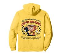 Ma matinée Commence par Un café et Jesus Retro Christian Back Sweat à Capuche