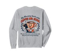 Ma matinée Commence par Un café et Jesus Retro Christian Back Sweatshirt