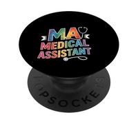 MA Medical Assistant Stéthoscope Arc-en-Ciel avec Dicton Amusant PopSockets PopGrip Adhésif