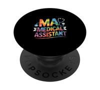 MA Medical Assistant Stéthoscope Arc-en-Ciel avec Dicton Amusant PopSockets PopGrip Adhésif